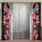 Комплект фотоштор "Орхидея на стекле" с тюлем                             (zk-102784)