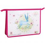 Папка для труда 2 отделения, А4, ArtSpace Детские персонажи. Зайчик в цветах, пластик, на молнии, ПТ-Р115_15611