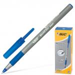 Ручка шариковая с грипом BIC Round Stic Exact, СИНЯЯ, корпус серый, 0,8мм, линия 0,3мм, 918543