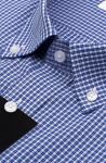 1242TSSFK Мужская рубашка в синюю клетку c коротким рукавом приталенная Super Slim Fit