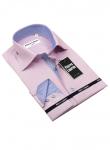 0147TESF Мужская рубашка Elegance Slim Fit в розовую клетку