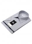 1168TSFK Приталенная мужская рубашка в серую клетку с коротким рукавом Slim Fit