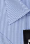 1167TSFK Приталенная мужская рубашка в голубую полоску с коротким рукавом Slim Fit
