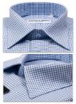 1170TSFK Приталенная мужская рубашка в голубую клетку Slim Fit
