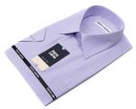 1095TSFK Приталенная мужская рубашка с коротким рукавом в сиреневую полоску Slim Fit