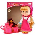 КУКЛА "КАРАПУЗ" МАША И МЕДВЕДЬ. МАША 25СМ, НА БАТ. ОЗВУЧ., C НАБОРОМ ДЛЯ ЧАЕПИТИЯ В КОР. в кор.9шт