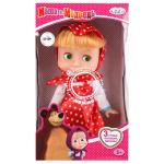 КУКЛА "Карапуз" Маша и Медведь. Маша 25см, озвуч., руссифиц. в платье в горох в русс.кор. в кор.18шт