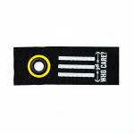 Пришивной элемент-репсовый "WHO CARE" 3.2*9см