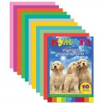 Цветная бумага А4 ТОНИРОВАННАЯ В МАССЕ, 10 цветов, HATBER VK Три щенка,210х295,10Бц4т_01021(N217337)