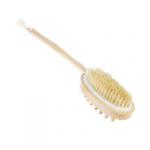 Щетка для тела двойная с натур. щетиной и массажером на цельной деревянной ручке, 42см, 1 цвет