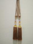 Кисти для штор Ф-18 большие(стеклярус) золотисто-коричневый 36 см кисть + 40 см подхват