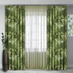 Комплект штор 139, (270*180)х2(270х400) зеленый(папортник)Блэк-аут +полуорганза золотистый шампань