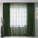 Комплект штор 140, (270*160)х2(270х400) зеленый Блэк-аут +полуорганза зеленый