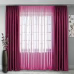 Комплект штор 140, (270*160)х2(270х400) малиново-розовый Блэк-аут +полуорганза малиново-розовый