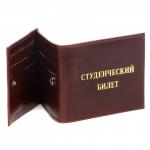 Обложка Croco-у-603 (для студ.билета+карточки)  натуральная кожа коричневый тем пулл-ап (219)  218273