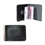 Зажим для купюр Premier-Z-2 (карман д/мелочи на кноп)  натуральная кожа черный сафьян матовый (589)  201179