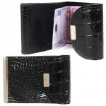 Зажим для купюр Croco-зк-300 (карм на мелочи,  2 кнопки)  натуральная кожа черный кайман (61)  209427