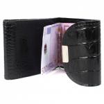 Зажим для купюр Croco-зк-300 (карм на мелочи,  2 кнопки)  натуральная кожа черный кайман (61)  209427