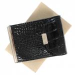 Зажим для купюр Croco-зк-300 (карм на мелочи,  2 кнопки)  натуральная кожа черный кайман (61)  209427