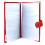 Визитница Croco-В-204 (с хляст,  3х рядная 72 карты)  натуральная кожа алый кайман (63)  214333