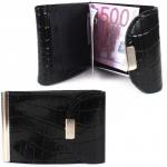 Зажим для купюр Croco-зк-300 (карм на мелочи,  2 кнопки)  натуральная кожа черный крокодил (200)  205854