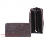 Кошелек женский натуральная кожа 528,  на 1 молнию,  6отд+8карм,   (внутри иск/к)  крокодил матовый coffee 119862