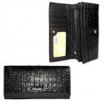 Кошелек женский натуральная кожа Baliya-E 3616-2,  защелка снаружи,  7отд,  9 карм,  крокодил,  черный 179869
