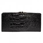 Кошелек женский натуральная кожа Baliya-E 3616-2,  защелка снаружи,  7отд,  9 карм,  крокодил,  черный 179869