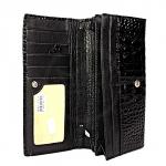 Кошелек женский натуральная кожа Baliya-E 3616-2,  защелка снаружи,  7отд,  9 карм,  крокодил,  черный 179869