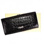 Кошелек женский натуральная кожа Baliya-E 3616-2,  защелка снаружи,  7отд,  9 карм,  крокодил,  черный 179869