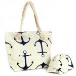 Комплект  (сумка пляж/ручки-канаты+бейсболка)  текстиль,  1отдел,  морской якорь бежевый 188828