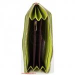 Кошелек женский натуральная кожа 528,  на 1 молнию,  6отд+8карм,   (внутри иск/к)  крокодил матовый зеленый 133945