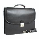 Портфель натуральная кожа Калита-33037-71,  4отд,  2внеш+6внут карм/плеч рем,  черный грейт (71)   201253