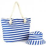 Комплект  (сумка пляж/ручки-канаты+панама)  текстиль,  1отдел,  морские полоски 188830