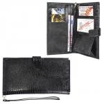 Портмоне мужское Cayman-306 натуральная кожа 4 отд,  15 карм,  ручка-петля,  черный игуана (76)  188028