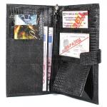 Портмоне мужское Cayman-306 натуральная кожа 4 отд,  15 карм,  ручка-петля,  черный игуана (76)  188028