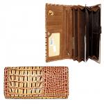 Кошелек женский натуральная кожа Baliya-E 3614-3,   защелка внутри,  7отд,  9карм,  крокодил,  рыжий 179862