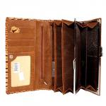 Кошелек женский натуральная кожа Baliya-E 3614-3,   защелка внутри,  7отд,  9карм,  крокодил,  рыжий 179862