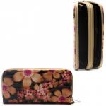 Кошелек женский искусственная кожа 7811,  на 2 молнии,  7отд,  8карм,   (цветы)  желтый/черный 216332