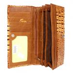 Кошелек женский натуральная кожа Baliya-E 3616-3,  защелка снаружи,  7отд,  9 карм,  крокодил,  рыжий 179870