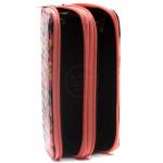 Кошелек женский искусственная кожа 7811,  на 2 молнии,  7отд,  8карм,   (цветы)  корал/черный 216383