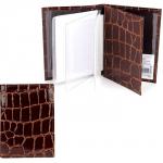 Обложка для авто+паспорт Premier-О-78 натуральная кожа коричн. темный крокодил крупный (3)  160301