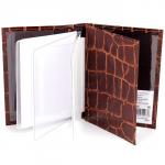 Обложка для авто+паспорт Premier-О-78 натуральная кожа коричн. темный крокодил крупный (3)  160301