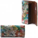 Кошелек женский искусственная кожа 7811-2 (004-1),  молния внутри,  5отд,  5 карм,   (цветы)  голубой  216414