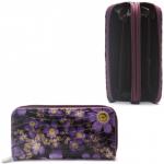 Кошелек женский искусственная кожа 7811,  на 2 молнии,  7отд,  8карм,   (цветы)  фиолет/черный 216381