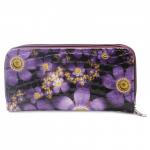Кошелек женский искусственная кожа 7811,  на 2 молнии,  7отд,  8карм,   (цветы)  фиолет/черный 216381