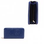 Кошелек женский натуральная кожа 528,  на 1 молнию,  6отд+8карм,   (внутри иск/к)  роза,  синий 221845