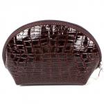 Косметичка Premier-F-91 натуральная кожа (1 отдел),  коричневый темный крокодил мелкий (112)  166268