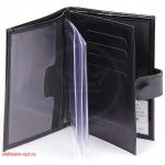 Обложка для авто+паспорт Premier-О-178 (5 внут карм,  двойная стенка)  натуральная кожа черный гладкий (89)  112202