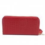 Кошелек женский натуральная кожа 911-2,  на 2 молнии+ручка/петля,  7отд+8карм,   (внутри иск/к)  крок матов,  бордо 221843